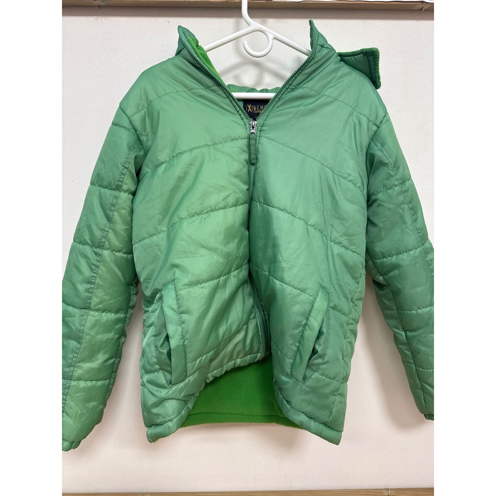 iXtreme Boys Green Puffer Jacket Fleece Lined Hooded Full Zip Size Medium